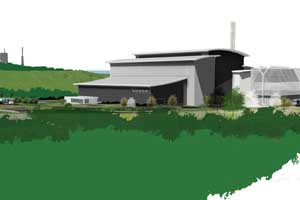 An artist's impression of Viridor's proposed EfW facility at Oxwellmains, West Lothian